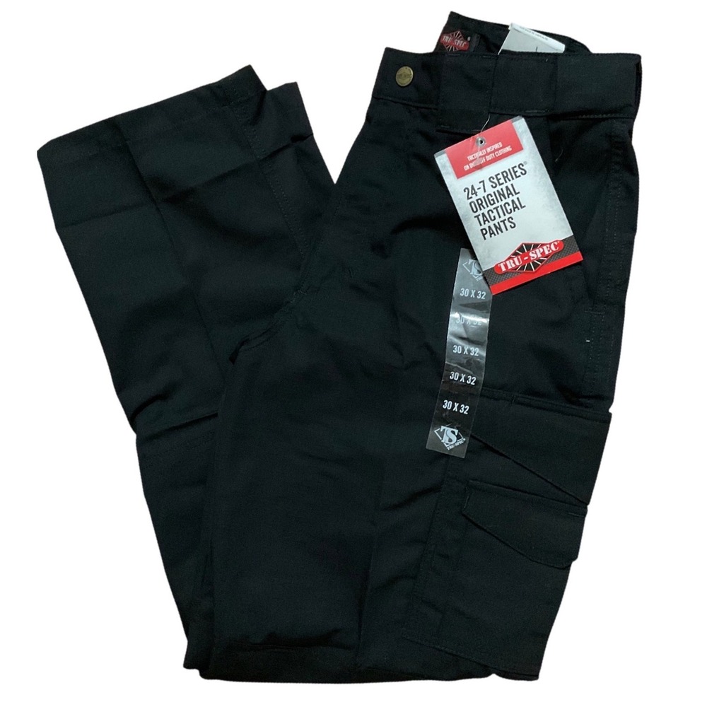 TRU-SPEC 24-7 Series Original Tactical Pants Mens 30x32 Black Ripstop Cargo New
